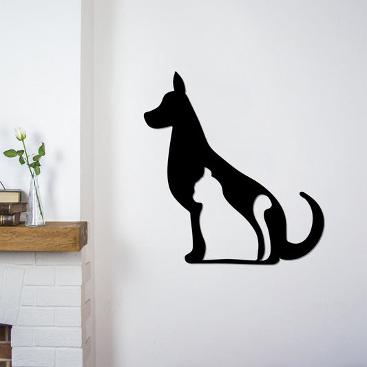 Cat And Dog - Black - Decorative Metal Wall Accessory