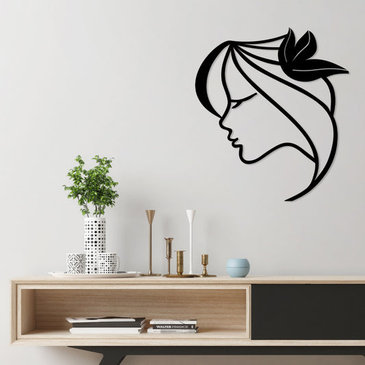 Woman With The Leaf - Decorative Metal Wall Accessory