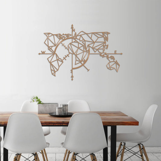 World Map Metal Decor 2 - Copper - Decorative Metal Wall Accessory
