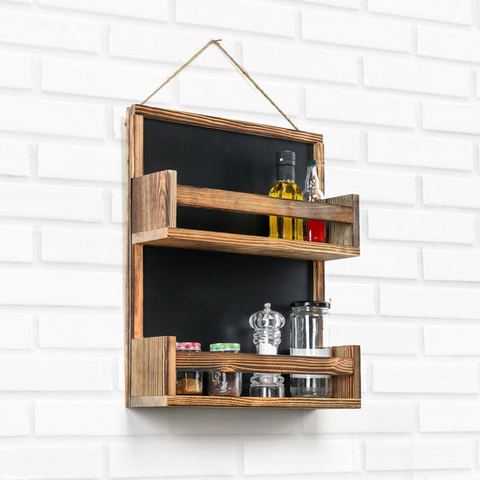 Two Layer Spice Rack - Wooden Shelf