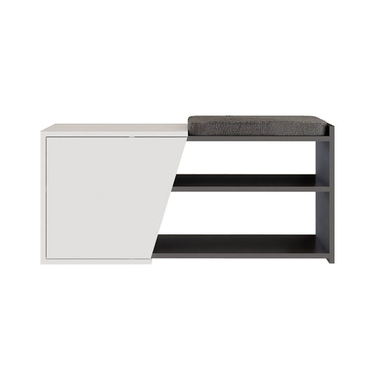 Fiona Bench - Anthracite, White - Shoe Cabinet