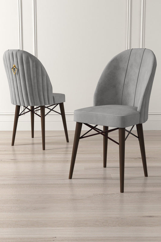 Ritim - Grey, Brown - Chair Set (4 Pieces)