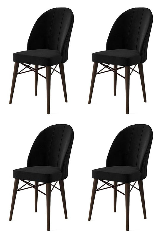 Ritim - Black, Brown - Chair Set (4 Pieces)