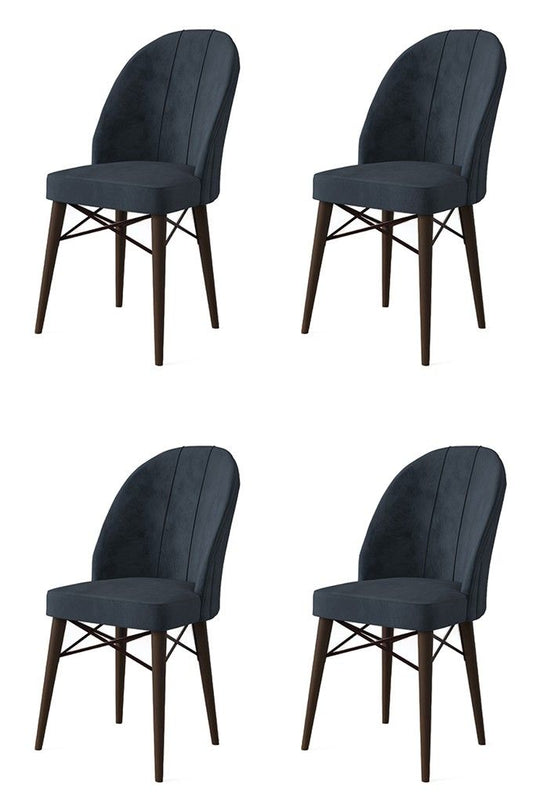 Ritim - Anthracite, Brown - Chair Set (4 Pieces)