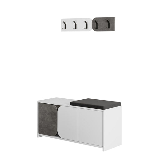 Moni Shoe Cabinet-Hanger - White, Grey - Hall Stand