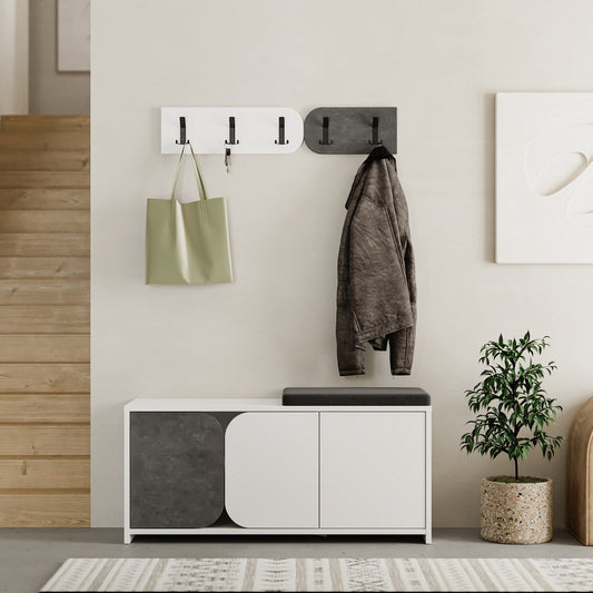 Moni Shoe Cabinet-Hanger - White, Grey - Hall Stand