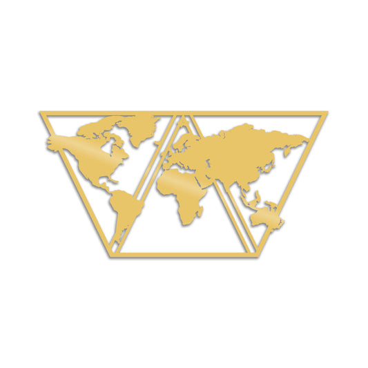 World Map Metal Decor 9 - Gold - Decorative Metal Wall Accessory