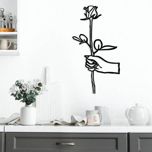 Rose in Hand - Decorative Metal Wall Accessory