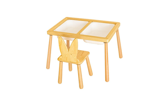Bord og stol - Hvid - Bordsæt til børn