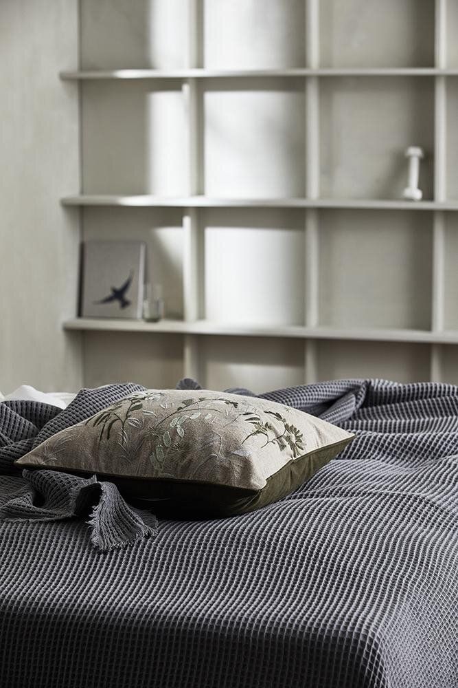 ALPHA sengetæppe i bomuld - 260x260 cm - grå