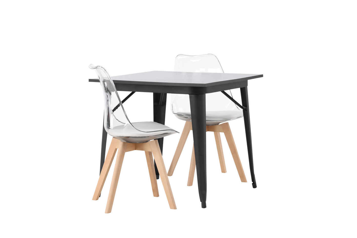 Tempe spisebord - sort / sort MDF +Edvin spisestol - natur / kæledyr (sædehude hvid) kæledyr overflade, sæde med sædvanlig svamp _2