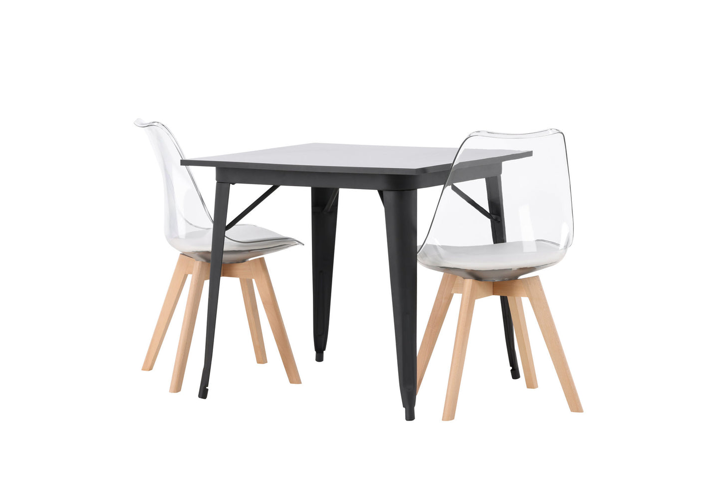 Tempe spisebord - sort / sort MDF +Edvin spisestol - natur / kæledyr (sædehude hvid) kæledyr overflade, sæde med sædvanlig svamp _2