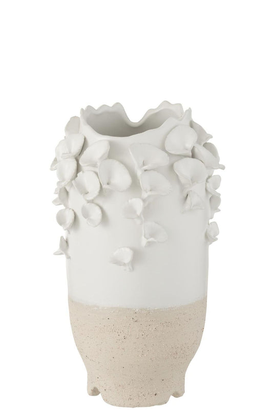 Vase anemone ceram hvid/bei s