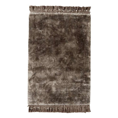 NOBLE tæppe med frynser - 160x240 - varm grå