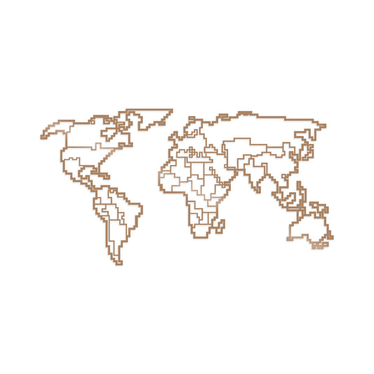 World Map Metal Decor 6 - Copper - Decorative Metal Wall Accessory
