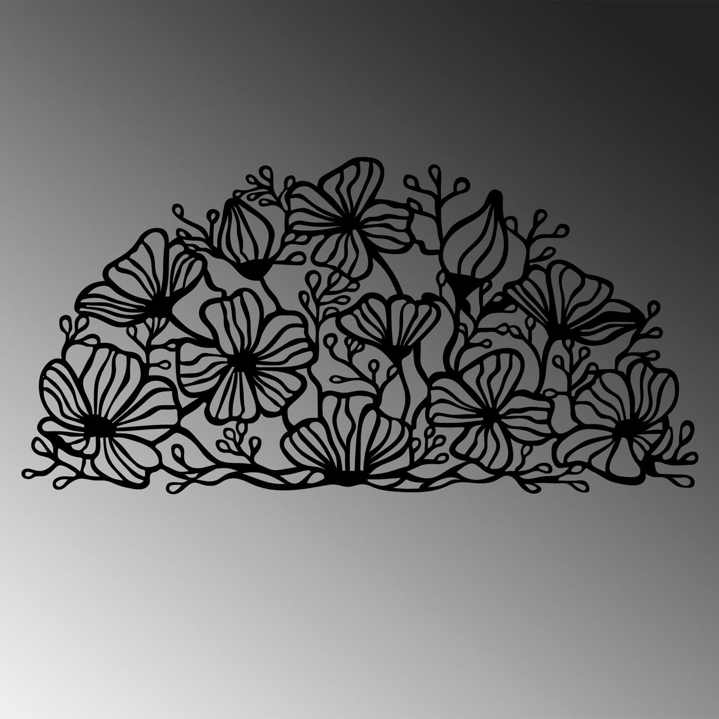 Flower - Black - Decorative Metal Wall Accessory