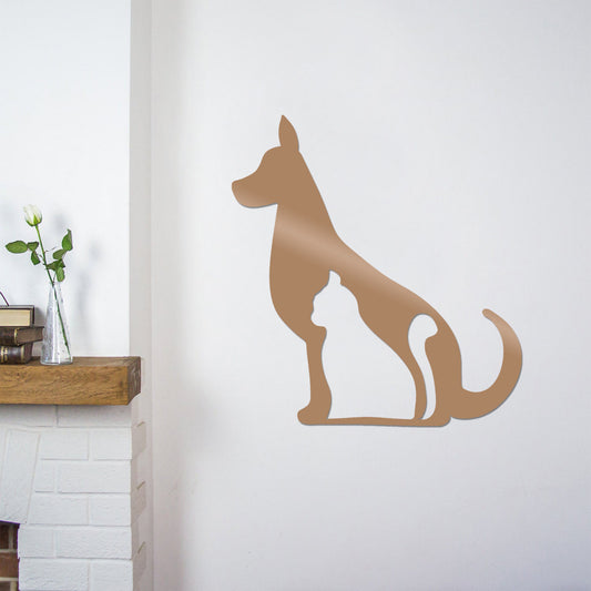 Cat And Dog - Copper - Decorative Metal Wall Accessory