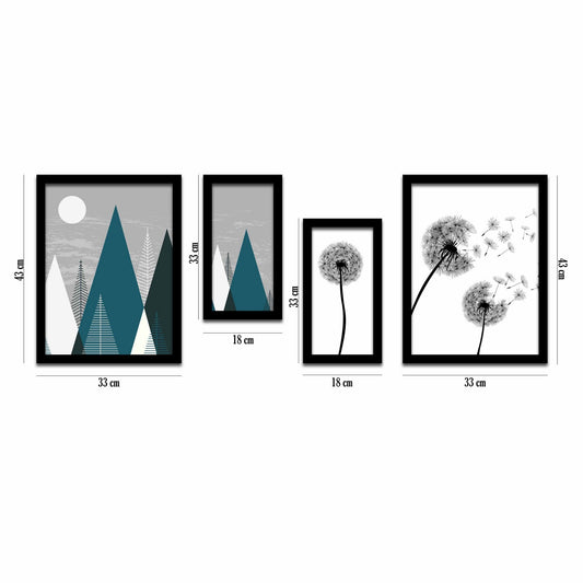 4P3040SCT025 - Decorative Framed MDF Painting (4 Pieces)