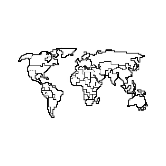 World Map Metal Decor 6 - Black - Decorative Metal Wall Accessory