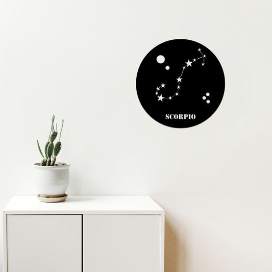 Scorrpıo Horoscope - Black - Decorative Metal Wall Accessory