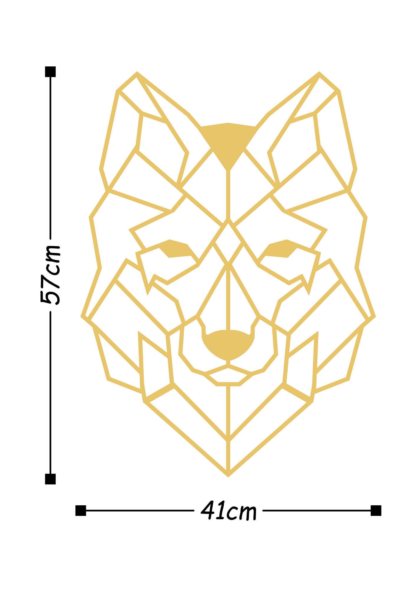 Wolf2 Metal Decor - Gold - Decorative Metal Wall Accessory