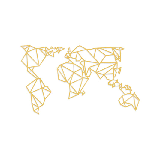 World Map Metal Decor 4 - Gold - Decorative Metal Wall Accessory