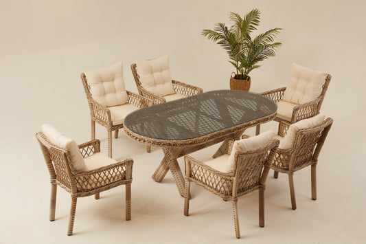 Pure Rattan 6 - Garden Table & Chairs Set (7 Pieces)