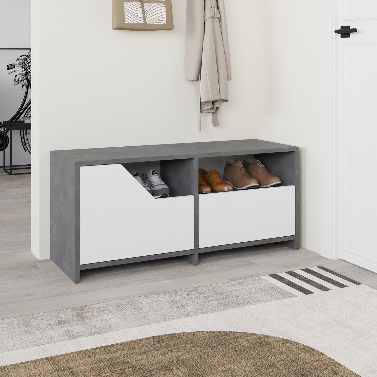 Nexus Shoe Cabinet - Grey, White - Shoe Cabinet