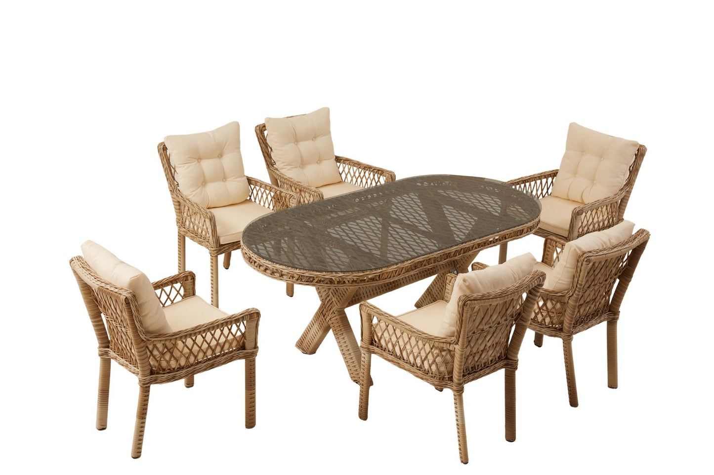 Pure Rattan 6 - Garden Table & Chairs Set (7 Pieces)
