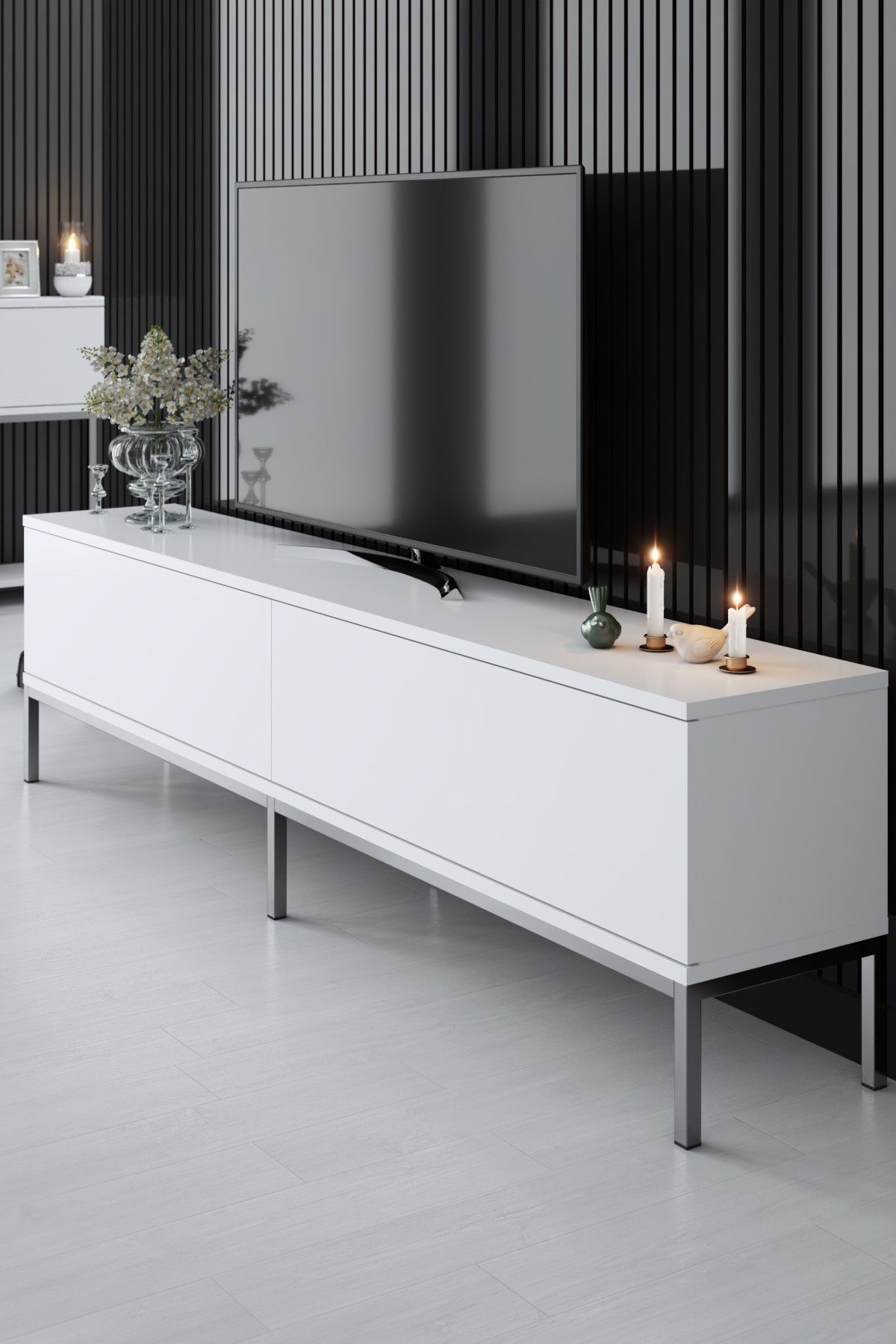 Lord - White, Silver - TV Stand