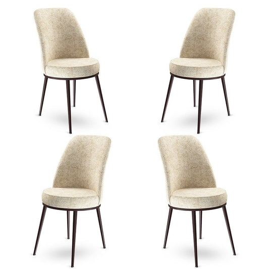 Dexa - Cream, Brown - Chair Set (4 Pieces)