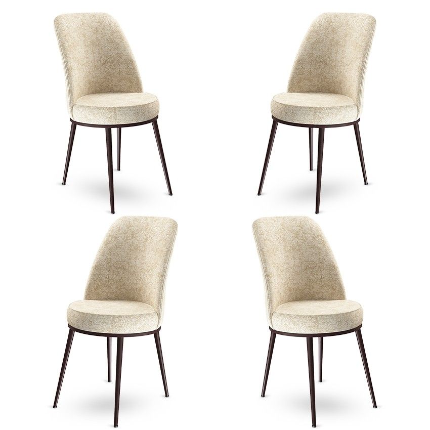 Dexa - Cream, Brown - Chair Set (4 Pieces)
