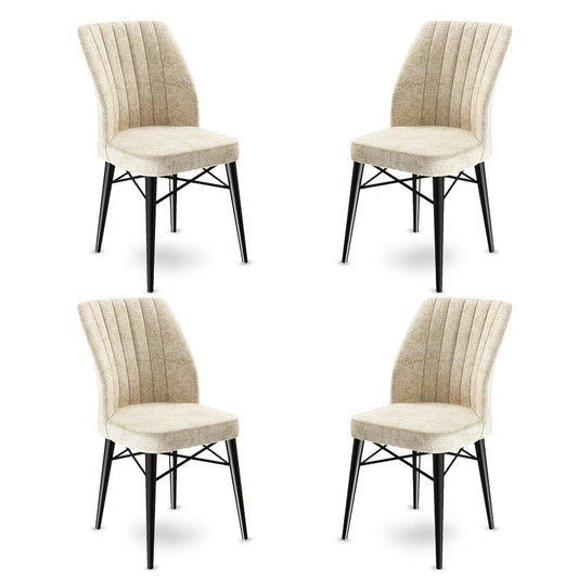 Flex - Cream, Black - Chair Set (4 Pieces)