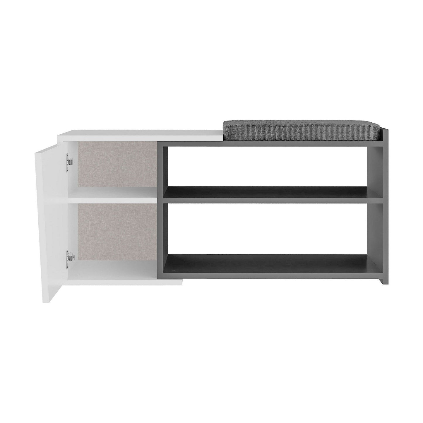 Fiona Bench - Anthracite, White - Shoe Cabinet