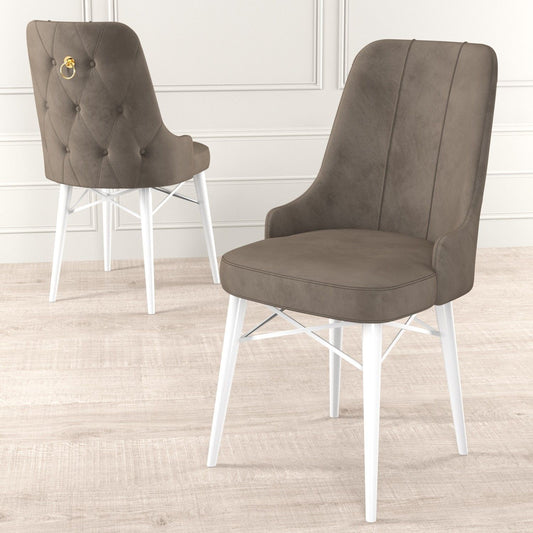 Pare - Cappuccino, White - Chair Set (4 Pieces)