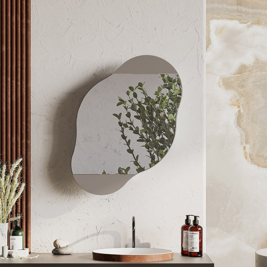 Cloud Storage Bathroom Wall Mirror - Light Mocha - Bathroom Cabinet