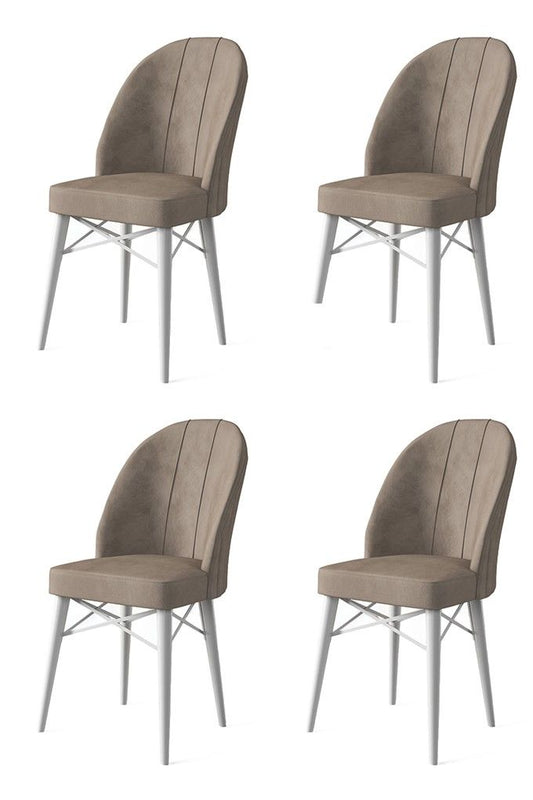 Ritim - Cappuccino, White - Chair Set (4 Pieces)