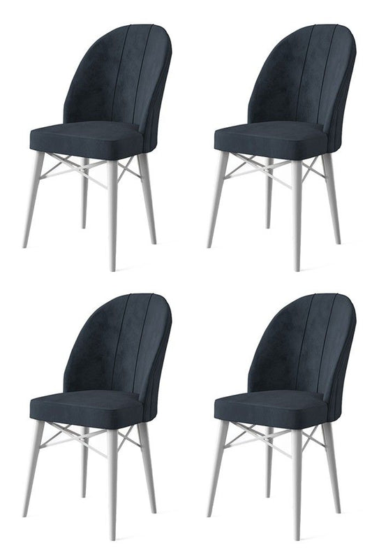 Ritim - Anthracite, White - Chair Set (4 Pieces)