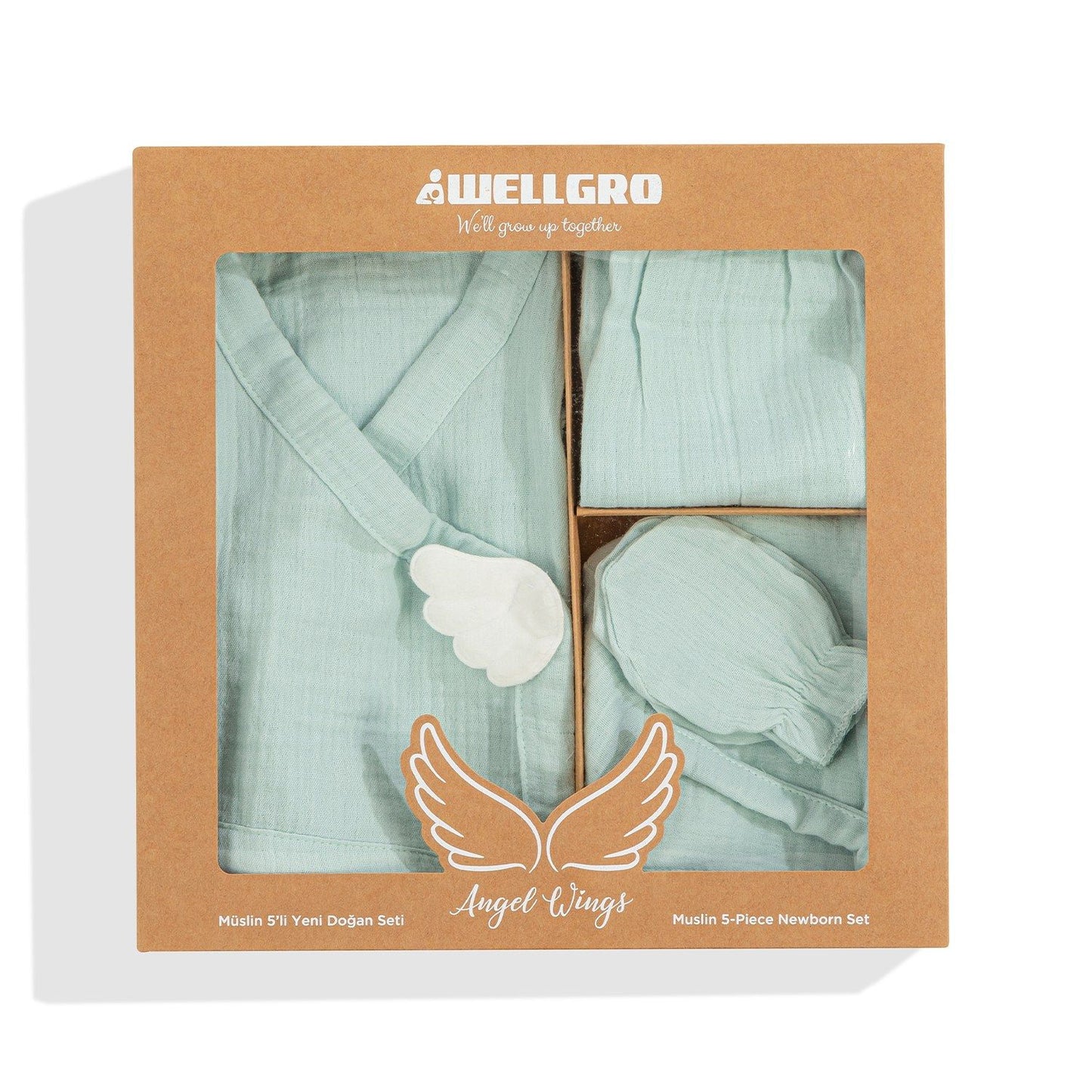 Angel Wings - Newborn Baby Set - Mint - Newborn Baby Set (5 Pieces)