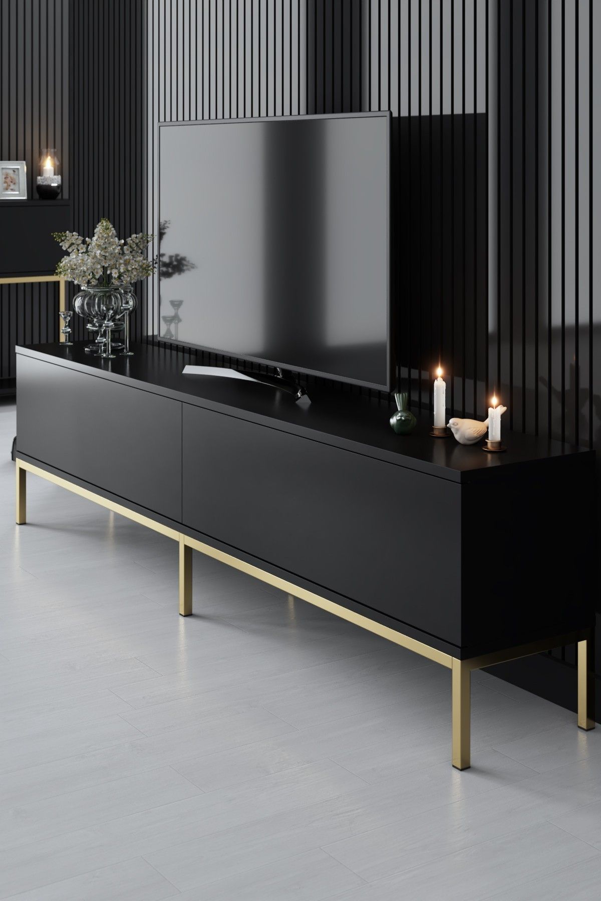 Lord - Black, Gold - TV Stand