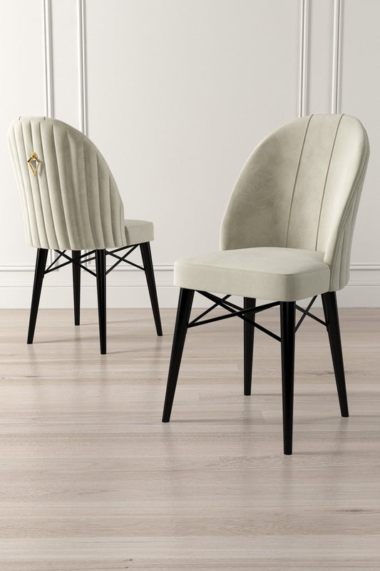 Ritim - Cream, Black - Chair Set (4 Pieces)