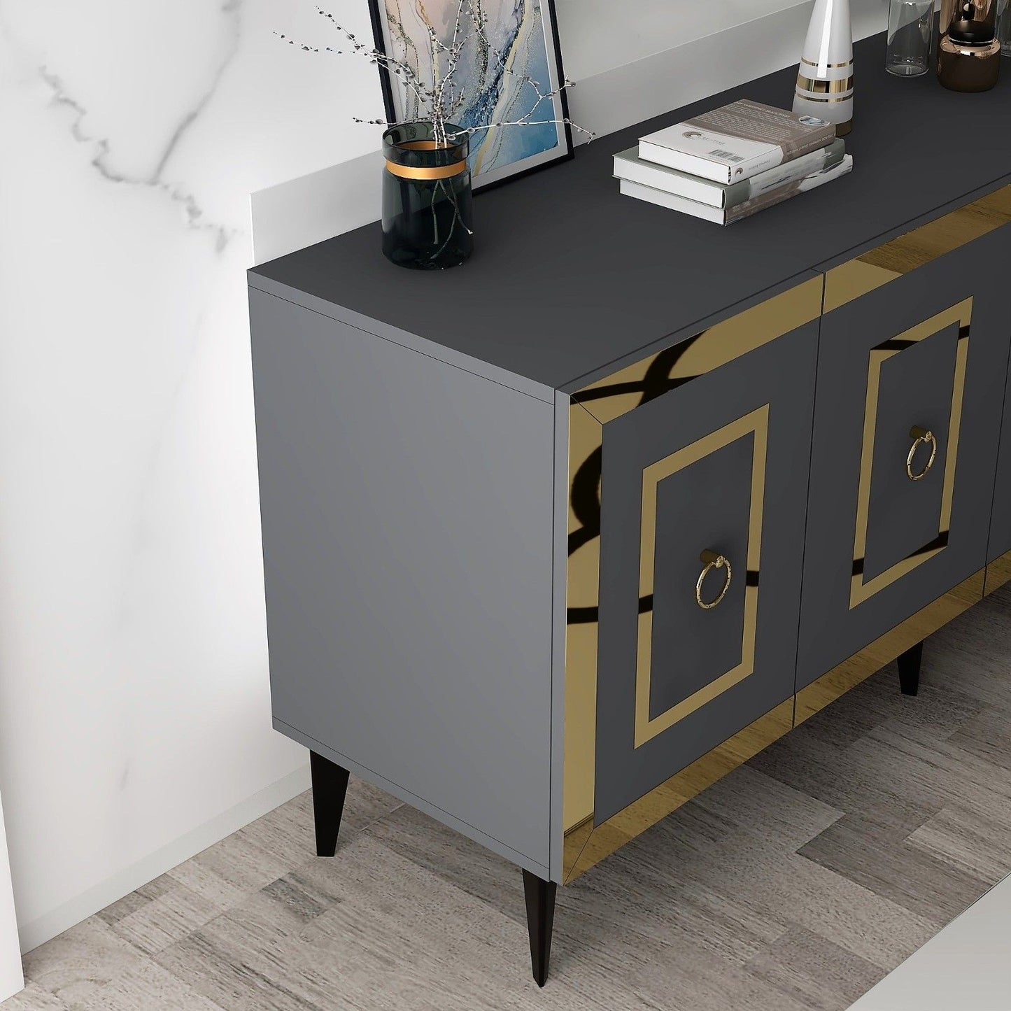 Karya - Anthracite, Gold - Console