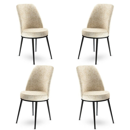 Dexa - Cream, Black - Chair Set (4 Pieces)