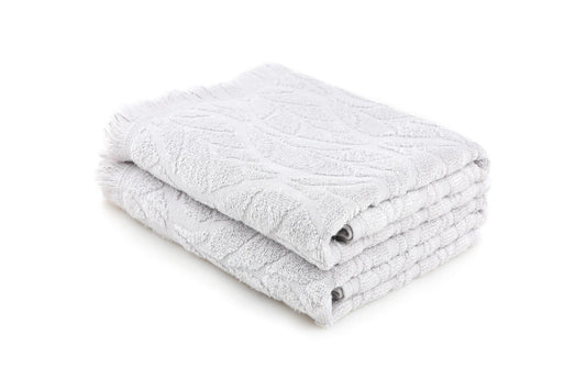 Leaf - Light Grey - Bath Towel Set (2 Pieces)
