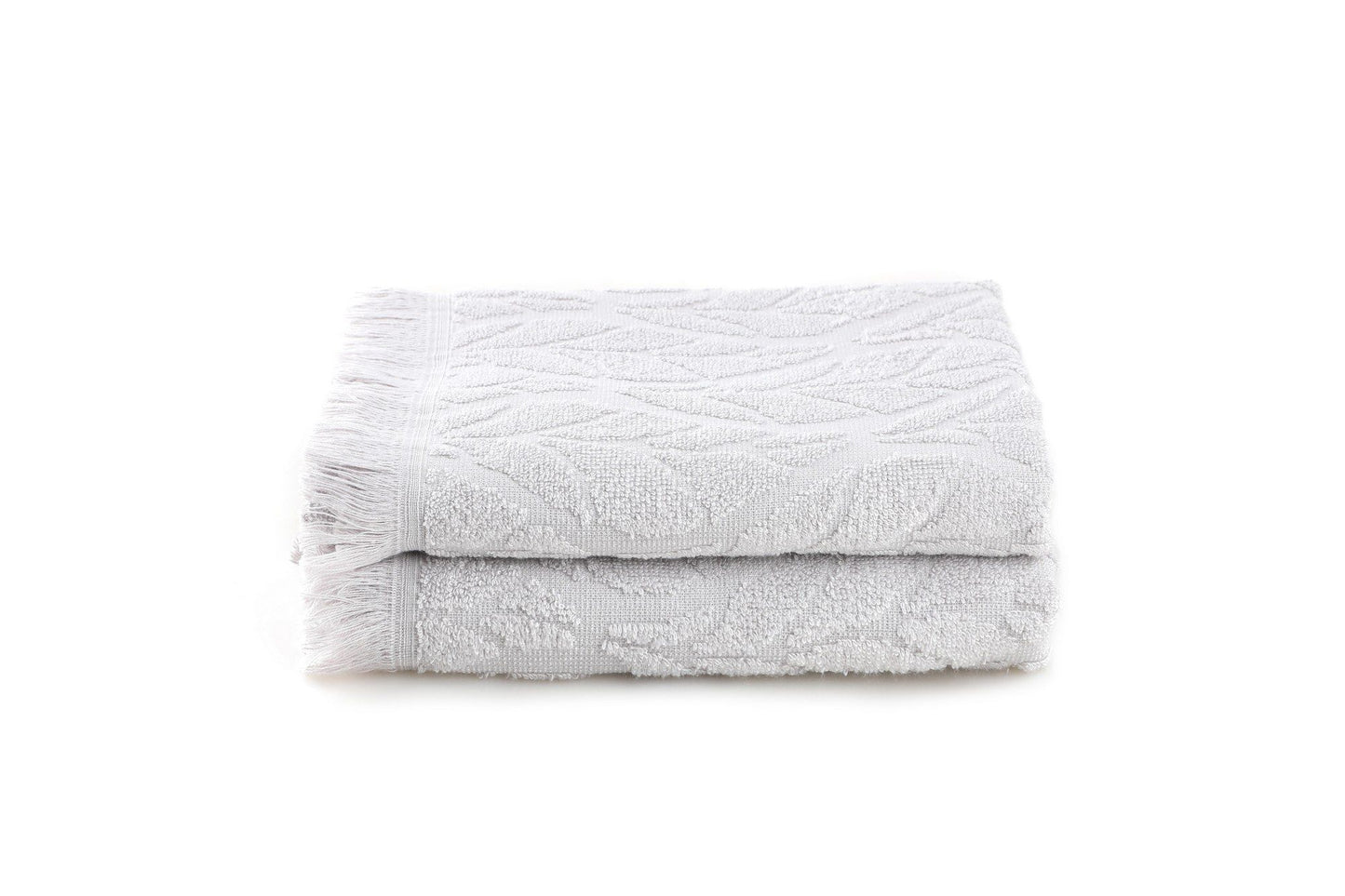 Leaf - Light Grey - Bath Towel Set (2 Pieces)