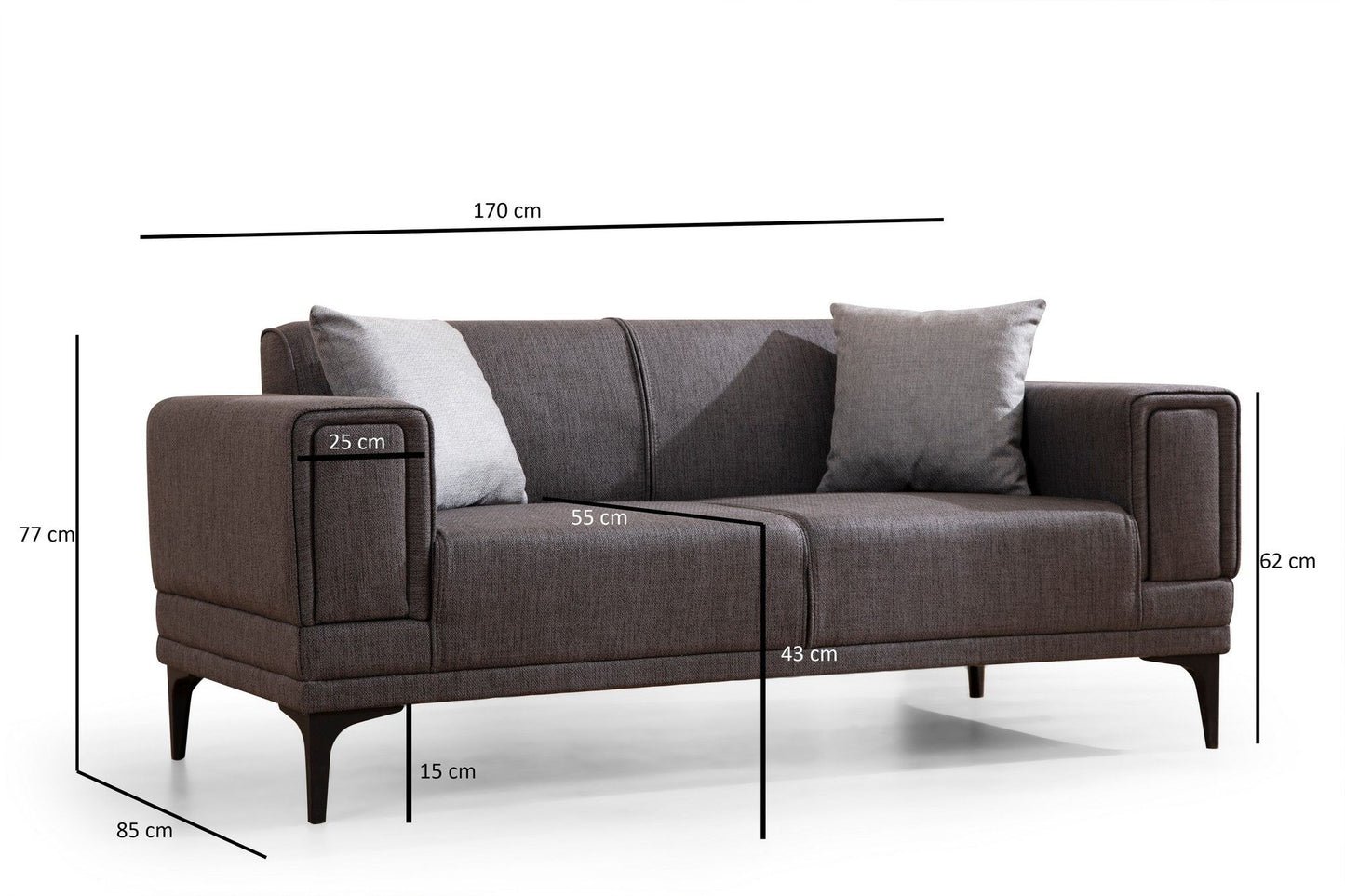 Horizon - Dark Grey - 2-Seat Sofa