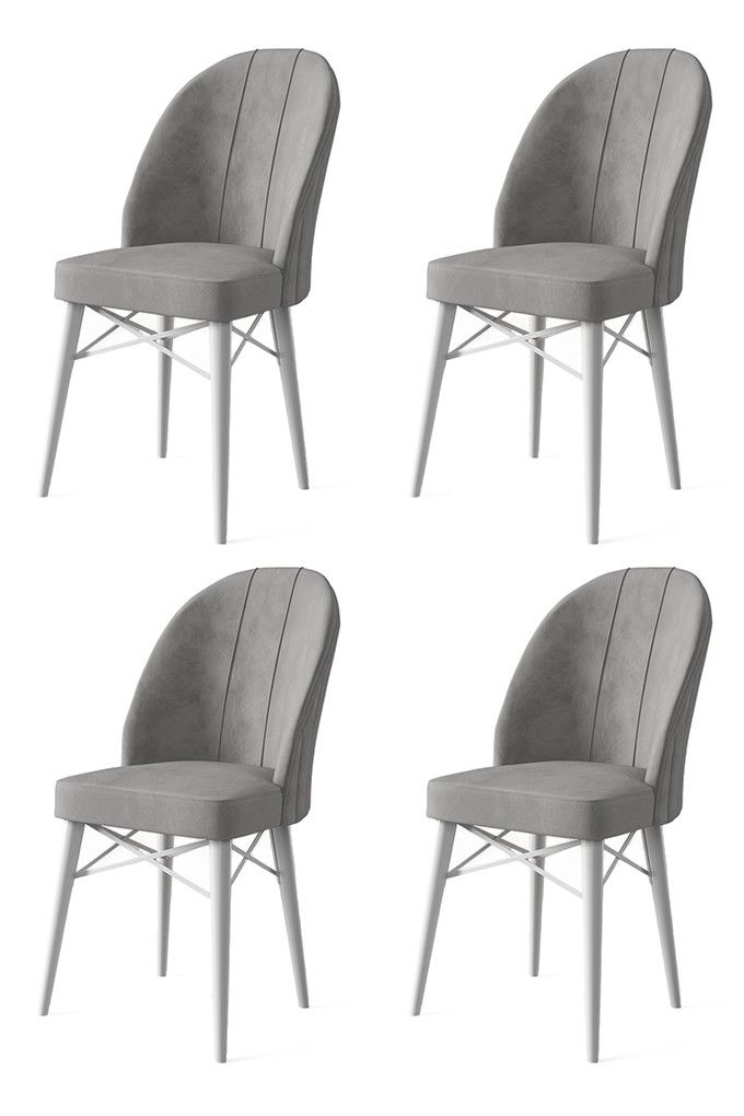 Ritim - Grey, White - Chair Set (4 Pieces)