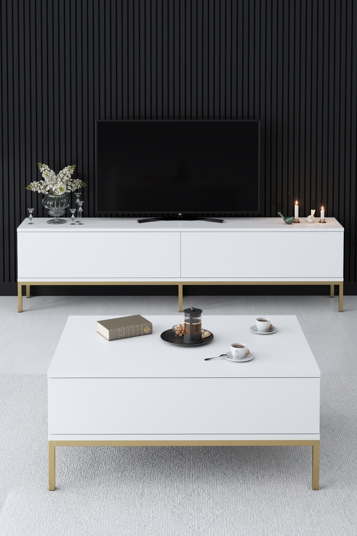 Lord - White, Gold - TV Stand