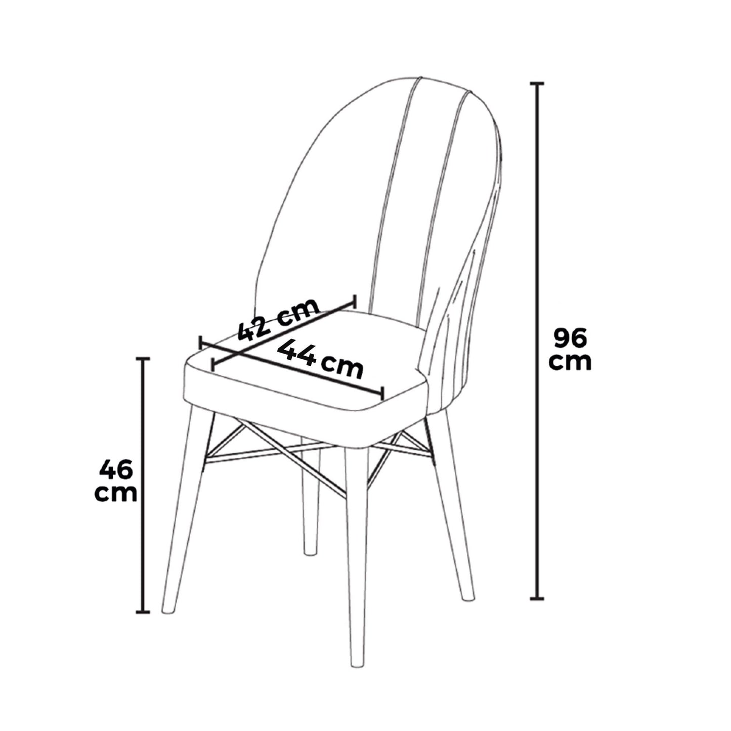 Ritim - Cream, White - Chair Set (4 Pieces)