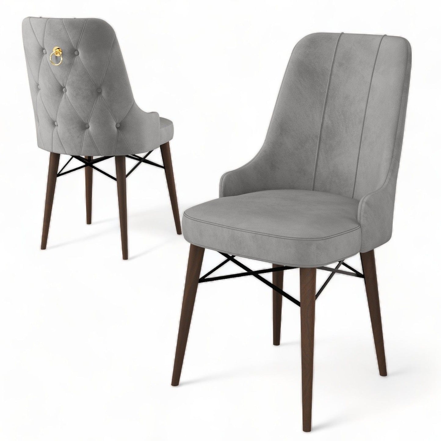 Pare - Grey, Brown - Chair Set (4 Pieces)
